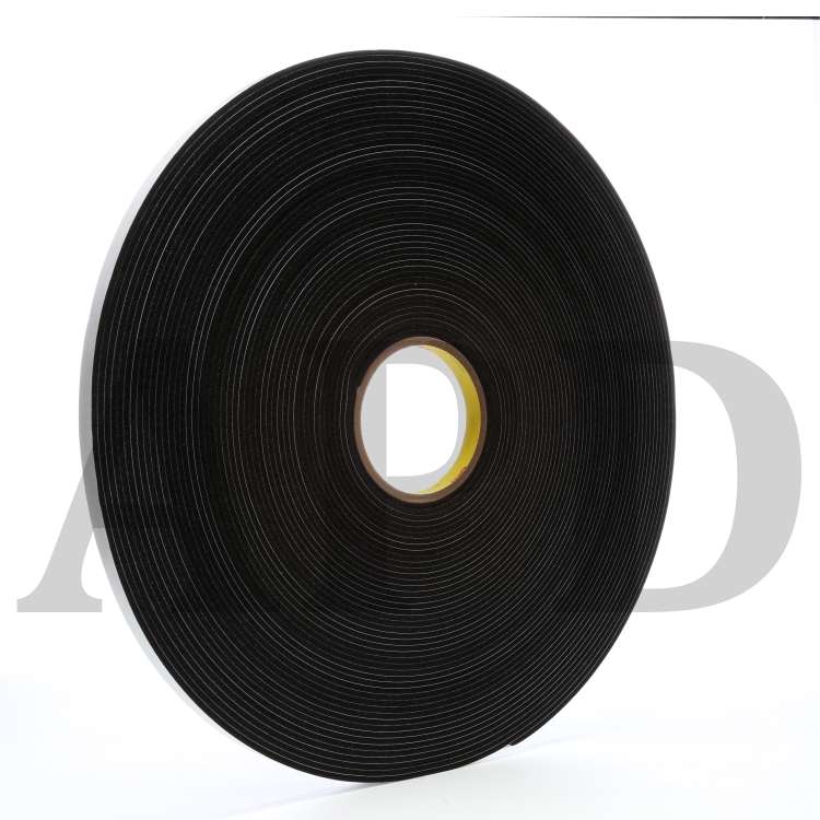 Vinyl Foam Tape 4508, Black, 1/2 in x 36 yd, 125 mil, 18 rolls per case